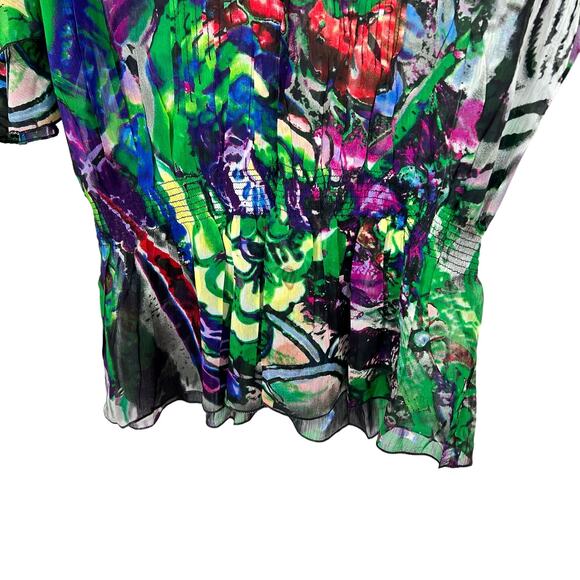 NEW NWOT Alberto Makali Sz XL Super Sheer Wearable Art Artsy Shirt Top Tropical - Picture 6 of 8